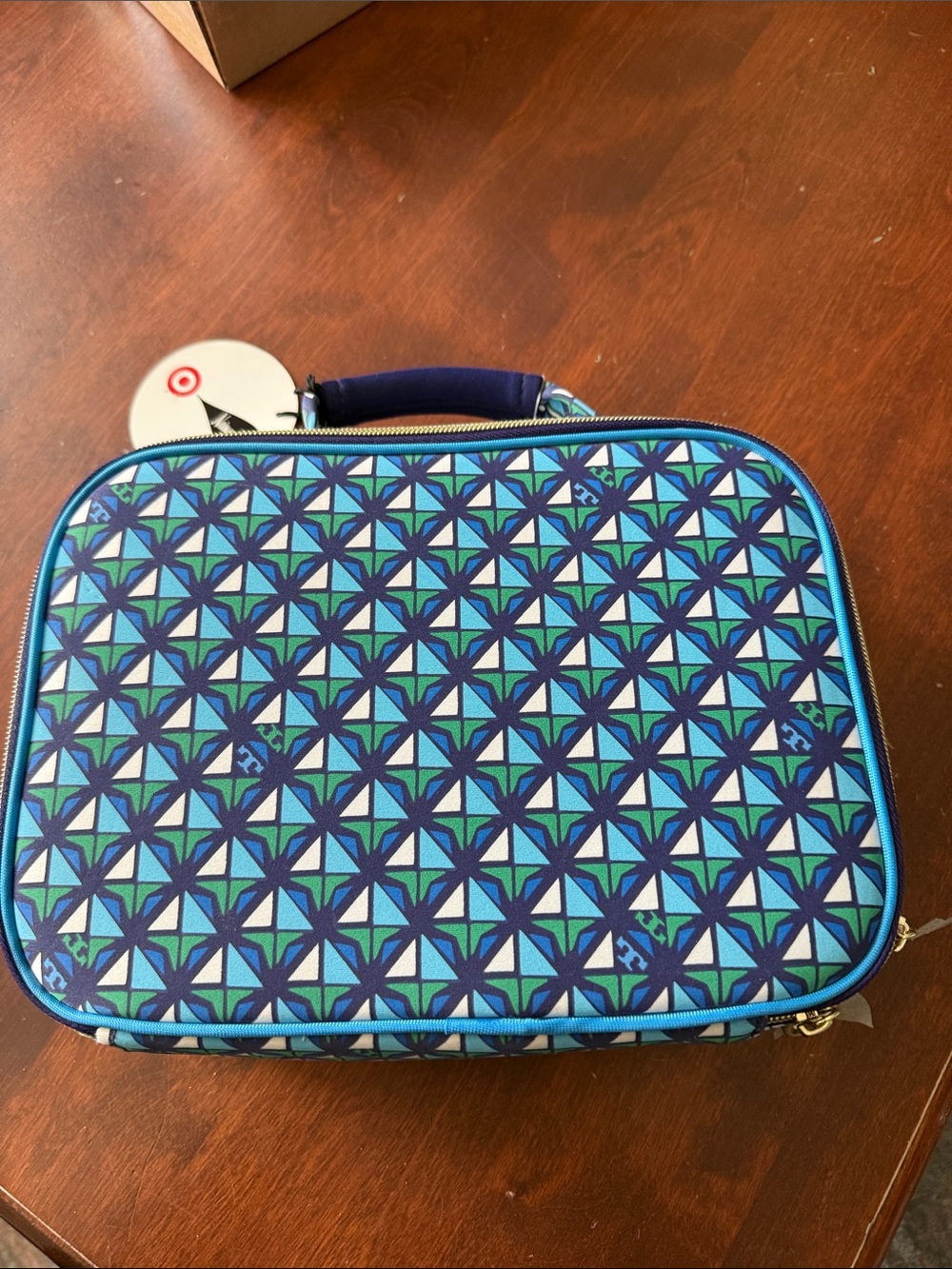 Tory Burch Blue Geometric Pattern Women’s lunch Bag